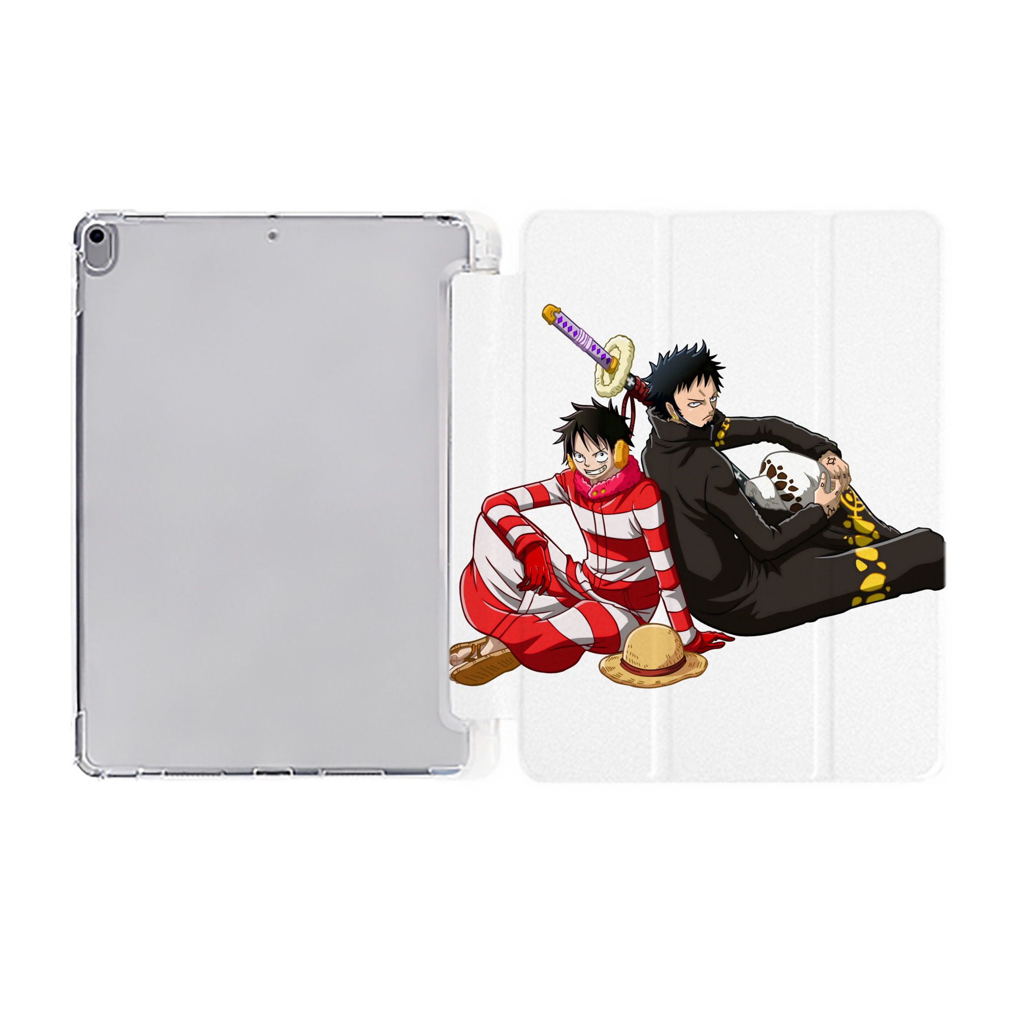 （画像用） ワンピース モンキー・D・ルフィ ONE PIECE Monkey D. Luffy IPad ケース ペン収納付き 三つ折りスタンド PUレザー×シリコン 対応機種9.5/10.5/10.9インチ